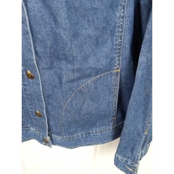 Vintage Timberlea Blue Denim Button Up Shirt Jacket Embroidered Leafs SIZE L/G - Picture 4 of 12